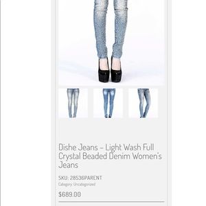 Dishe Jeans Light Wash 1200 crystals Beaded Denim